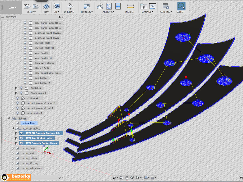 Fusion 360 CAM for Dorkpod CNC Gusset Milling in Charlottesville Virginia