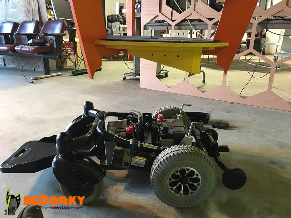 Dorkbot Lowered on Drivetrain with Lift.