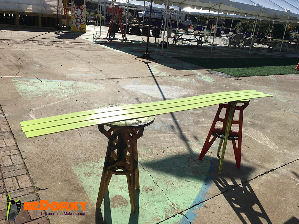 Dorkpod T-Fin Strips Being Painted