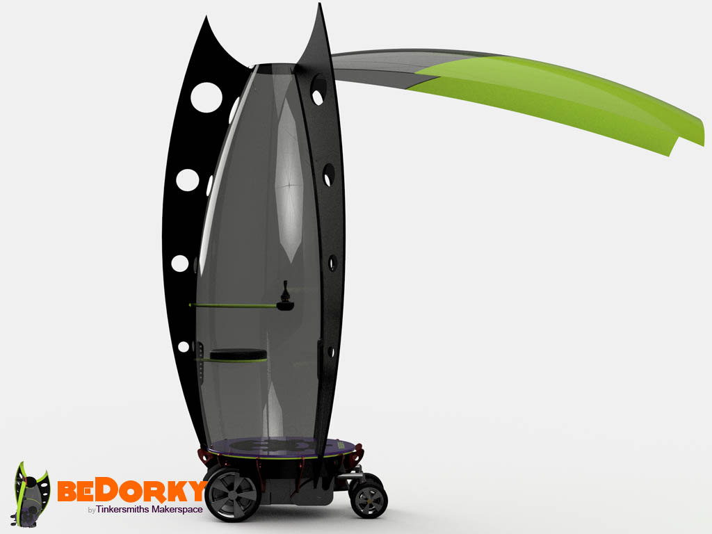 Dorkpod Kit with smoke polycarbonate and lime green formed shell